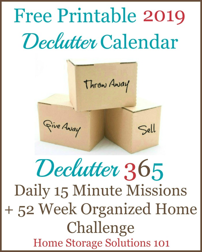 Free 2019 Printable Declutter Calendar 15 Minute Daily Missions - 