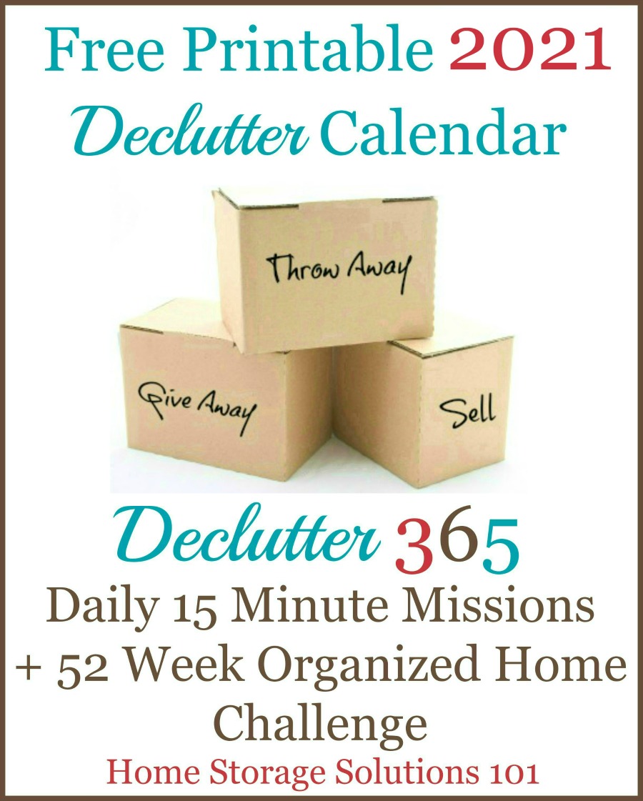 Free 2021 Printable Declutter 365 Calendar: 15 Minute Daily Missions