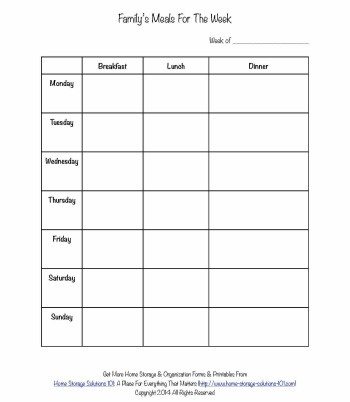 Printable Weekly Meal Planner Template