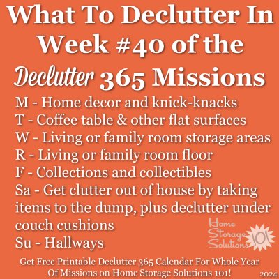 What to declutter in week #40 of the Declutter 365 missions {get a free printable Declutter 365 calendar for a whole year of missions on Home Storage Solutions 101!}