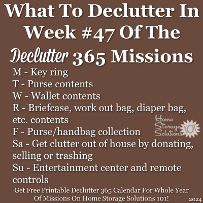 What to declutter in week #47 of the Declutter 365 missions {get a free printable Declutter 365 calendar for a whole year of missions on Home Storage Solutions 101!}