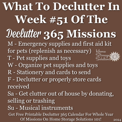 What to declutter in week #51 of the Declutter 365 missions {get a free printable Declutter 365 calendar for a whole year of missions on Home Storage Solutions 101!}