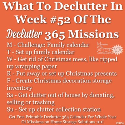 What to declutter in week #52 of the Declutter 365 missions {get a free printable Declutter 365 calendar for a whole year of missions on Home Storage Solutions 101!}