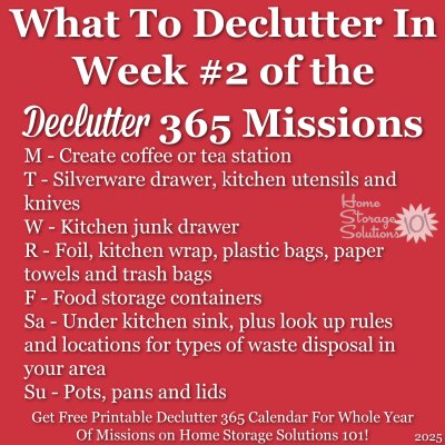 What to declutter in week #2 of the Declutter 365 missions {get a free printable Declutter 365 calendar for a whole year of missions on Home Storage Solutions 101!}