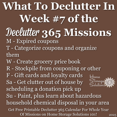 What to declutter in week #7 of the Declutter 365 missions {get a free printable Declutter 365 calendar for a whole year of missions on Home Storage Solutions 101!}