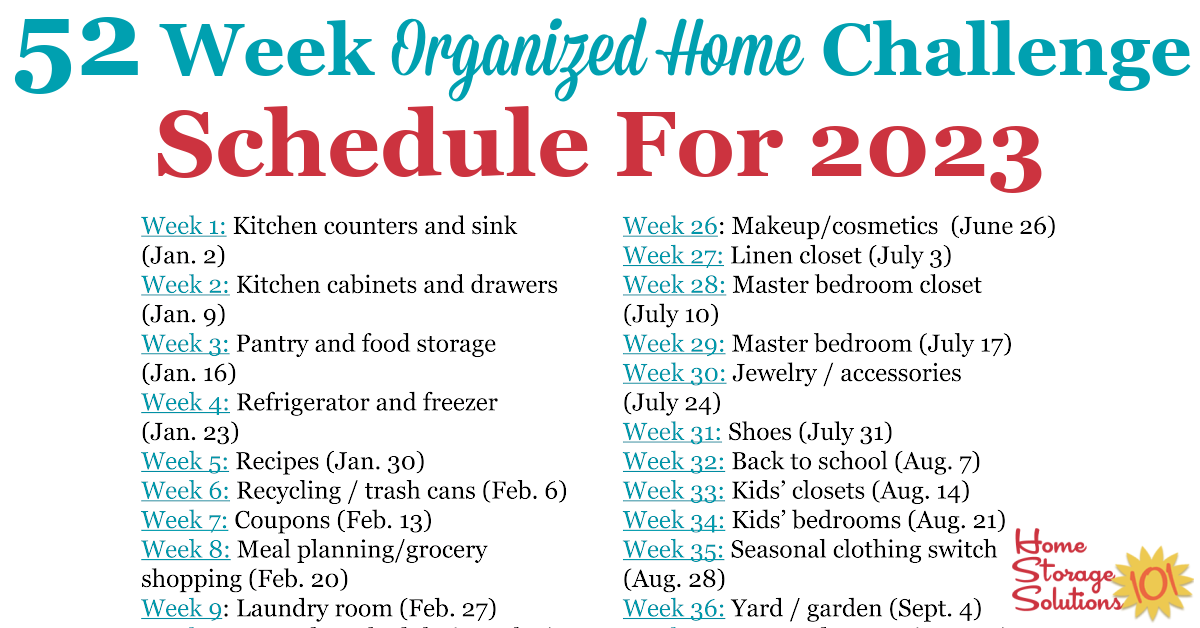 52 Weeks To An Organized Home Join The Weekly Challenges