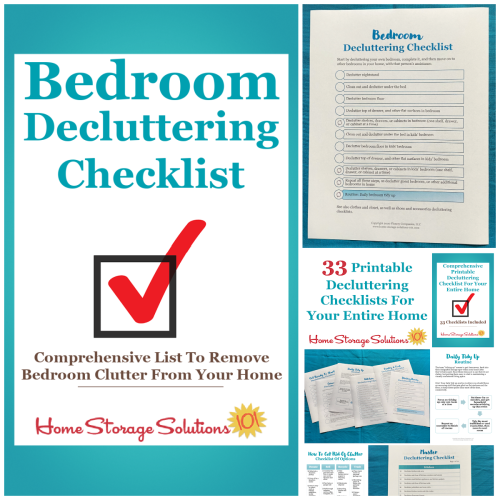 Get this bedroom decluttering checklist and 32 other decluttering checklists for your home {on Home Storage Solutions 101}