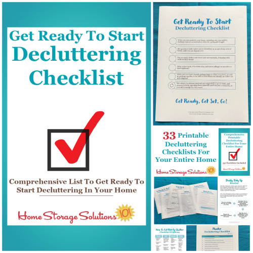 Get this get ready to start decluttering checklist and 32 other decluttering checklists for your home {on Home Storage Solutions 101}