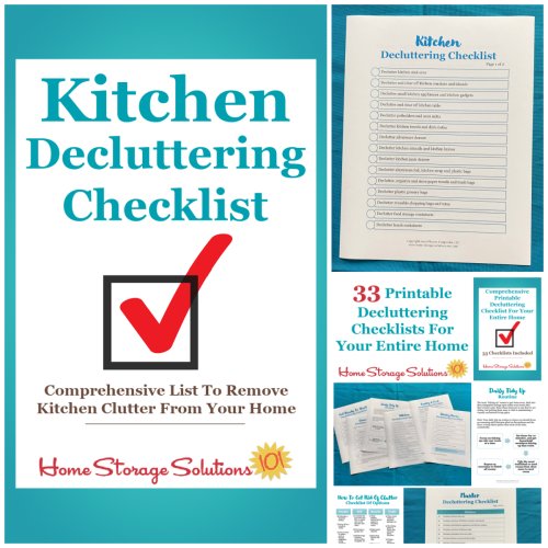 Get this kitchen decluttering checklist and 32 other decluttering checklists for your home {on Home Storage Solutions 101}