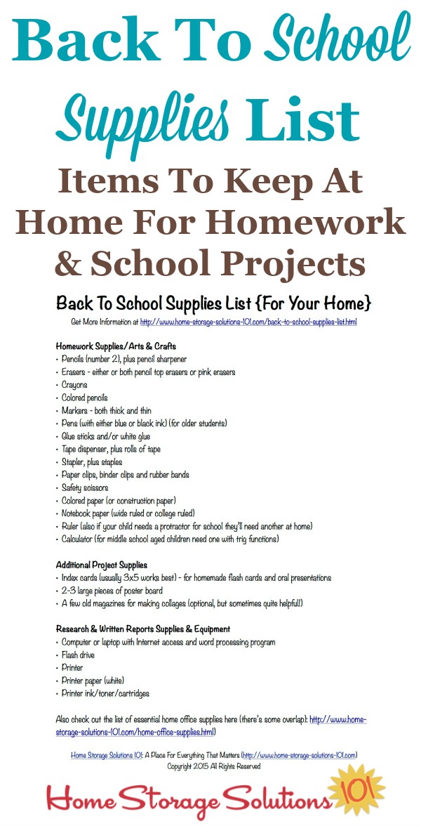 Free Printable Back To School Supplies List What To Stock At Home