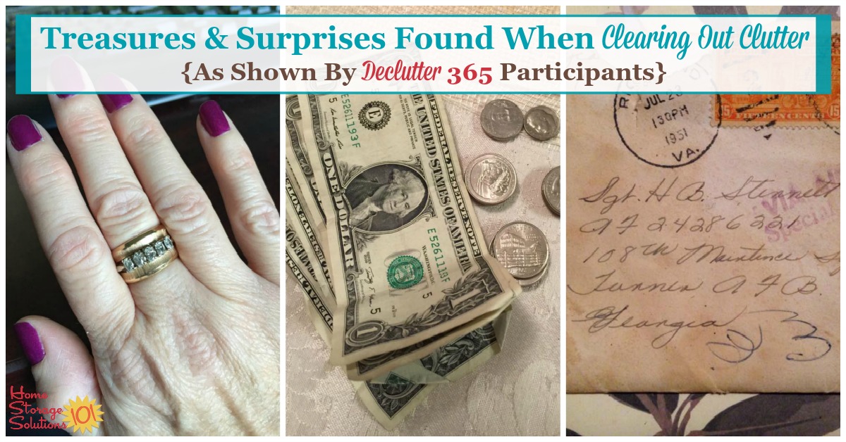 Sometimes when you #declutter you get surprised, in a good way, with what you find. Here are quite a few tales from those who found treasures while clearing out #clutter from their homes as part of the #Declutter365 missions {on Home Storage Solutions 101}