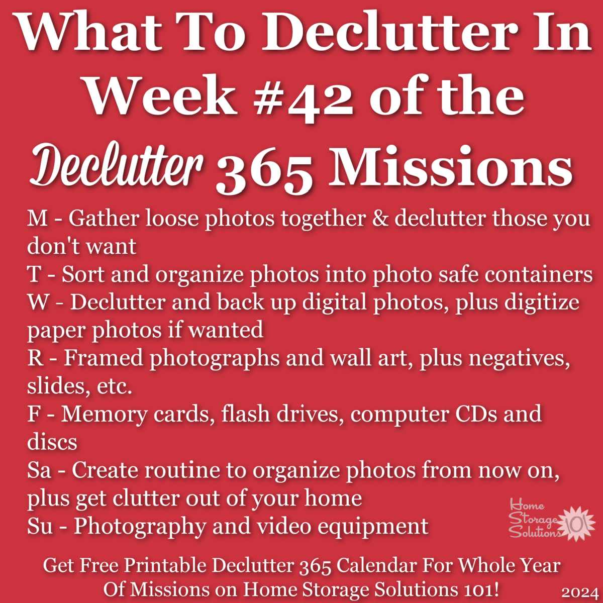 What to declutter in week #42 of the Declutter 365 missions {get a free printable Declutter 365 calendar for a whole year of missions on Home Storage Solutions 101!}