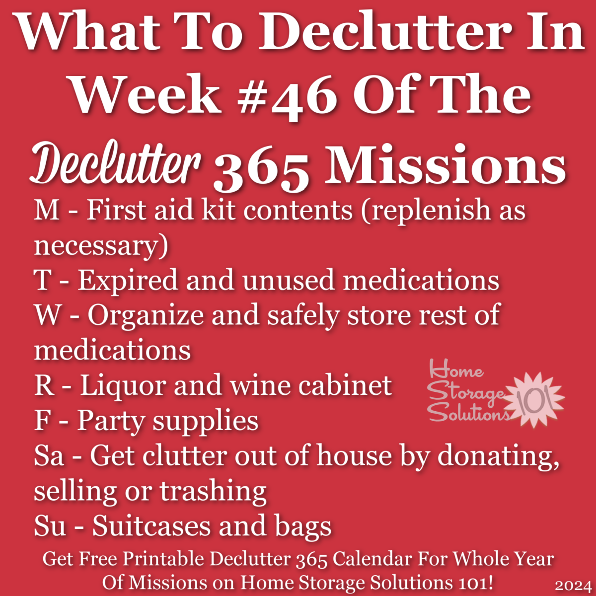 What to declutter in week #46 of the Declutter 365 missions {get a free printable Declutter 365 calendar for a whole year of missions on Home Storage Solutions 101!}