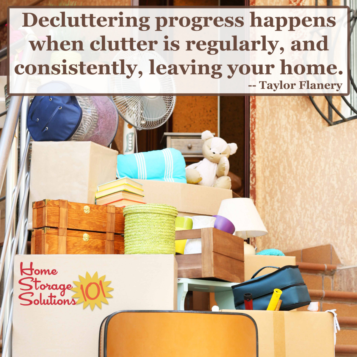 Decluttering progress happens when clutter is regularly, and consistently, leaving your home {on Home Storage Solutions 101} #Quotes #HomeStorageSolutions101