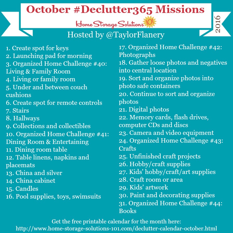 October Declutter Calendar: 15 Minute Daily Missions For Month