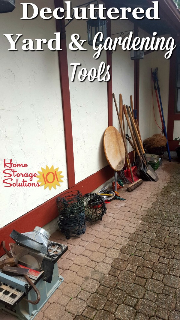 Decluttered yard and gardening tools, from the garden shed {part of the #Declutter365 missions on Home Storage Solutions 101}