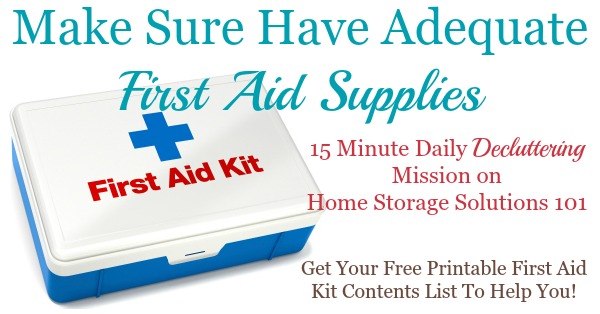 first aid box contents list for home