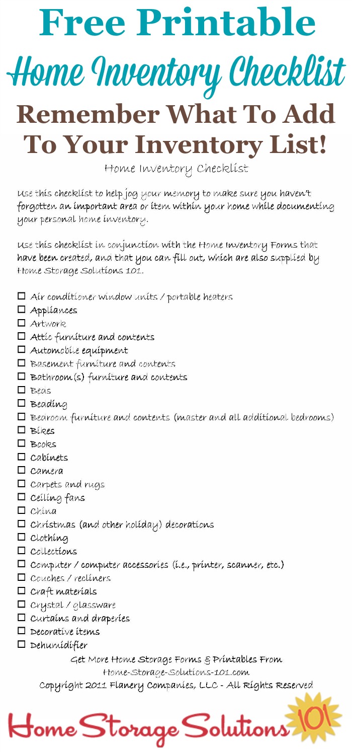 Printable Home Inventory Checklist: Make Sure You Don't Forget Anything