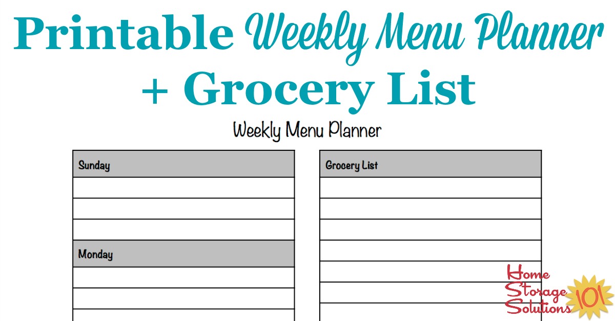 Printable Blank Weekly Menu Planner Template