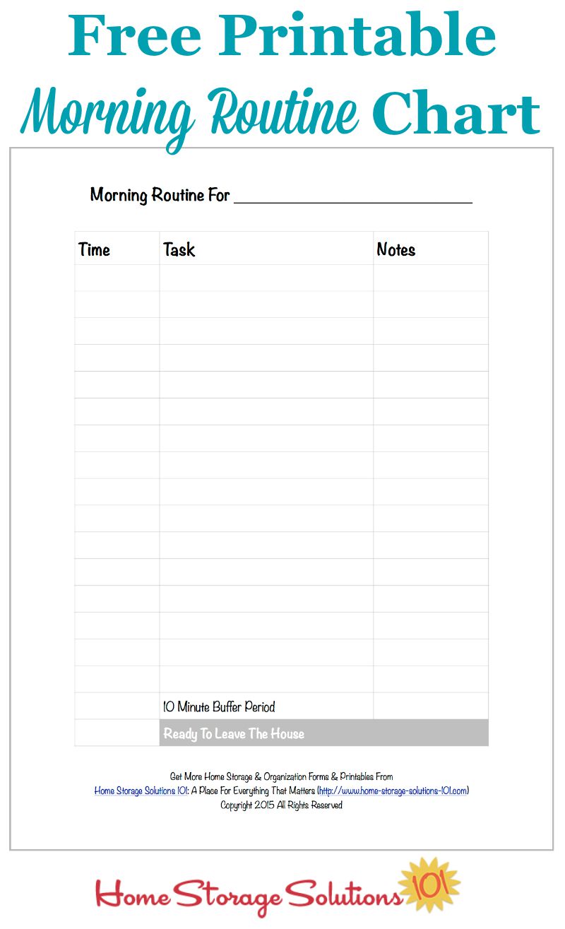 free printable daily schedule chart