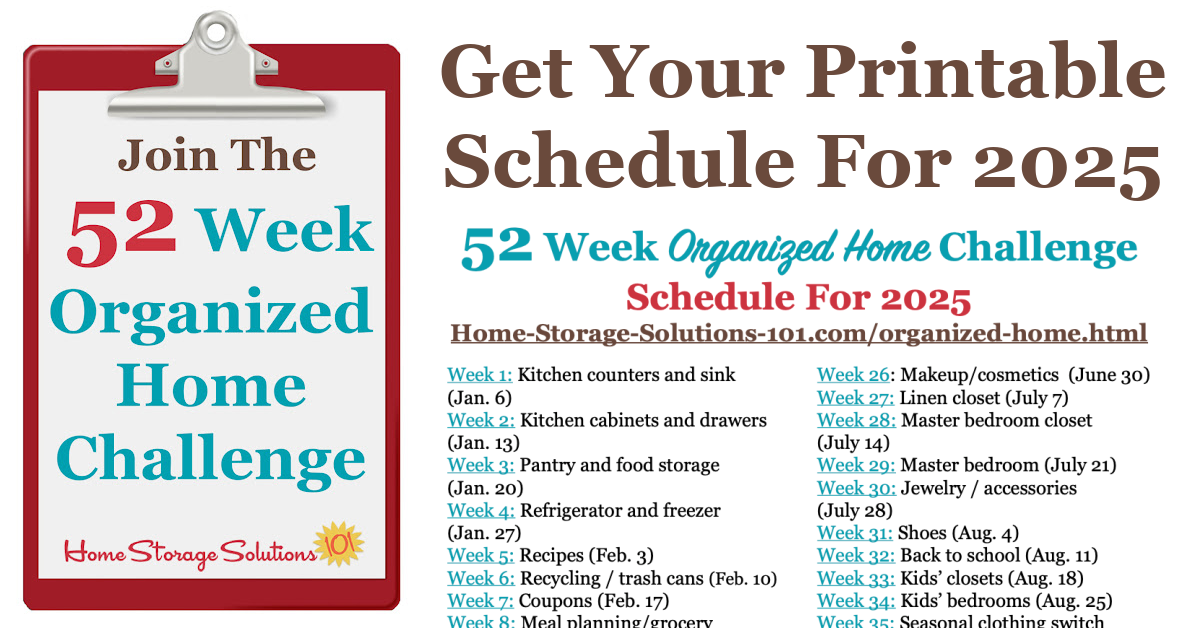 52 Weeks To An Organized Home Join The Weekly Challenges