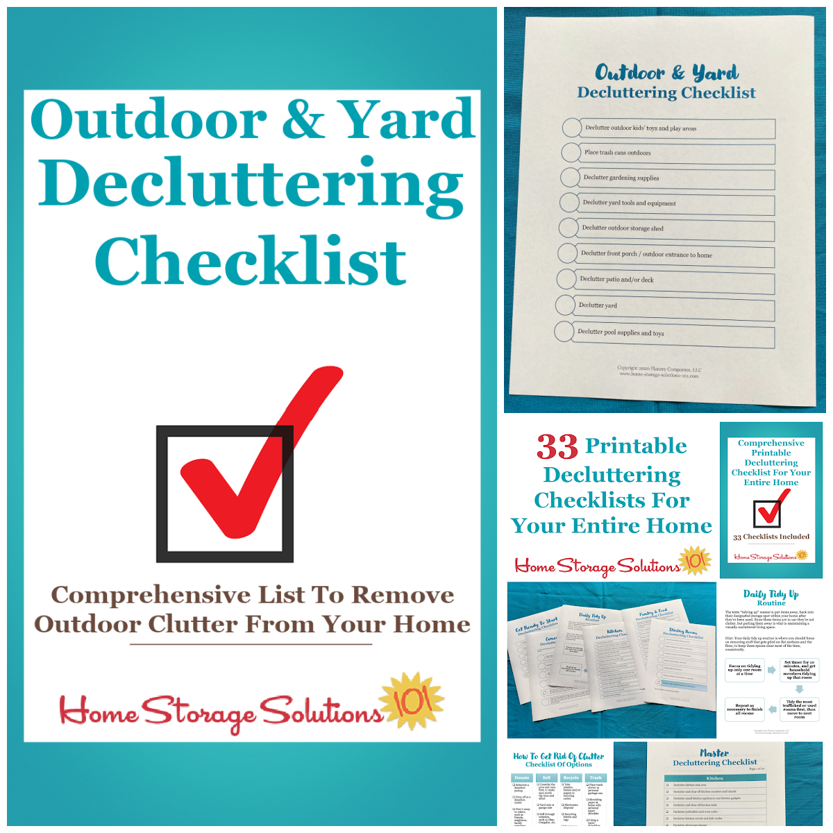 Get this outdoor and yard decluttering checklist and 32 other decluttering checklists for your home {on Home Storage Solutions 101}