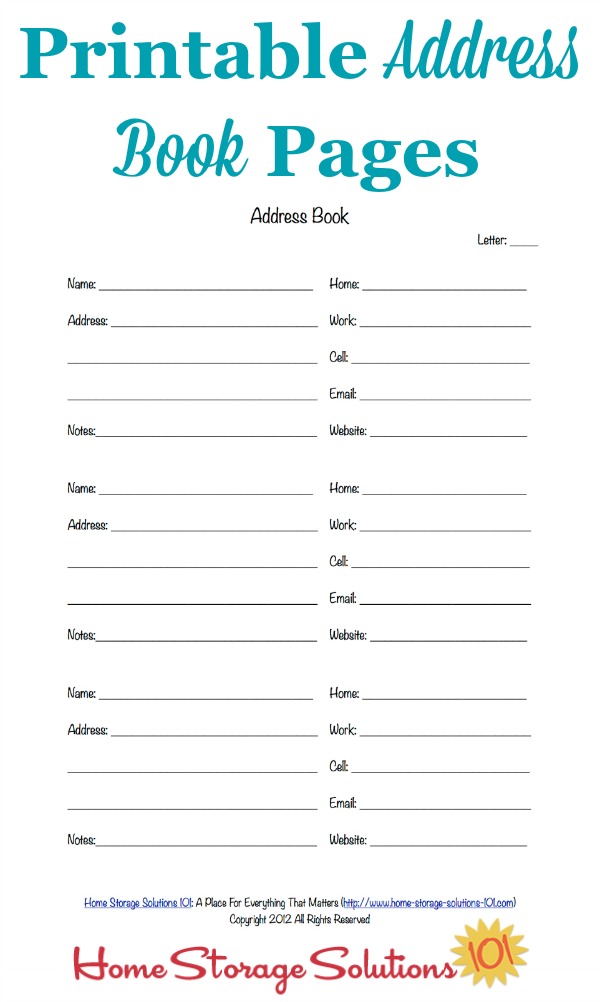 Free Printable Address Book