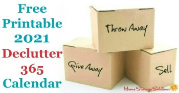 Gratis utskrivbar 2021 Declutter 365-kalender {på Home Storage Solutions 101}