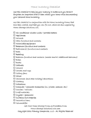 Printable Home Inventory Checklist: Make Sure You Don't Forget Anything