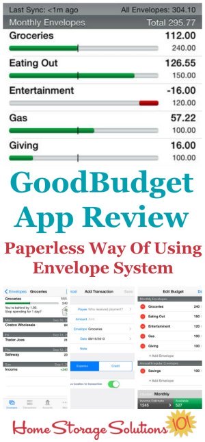 Reviews of the free GoodBudget app, for Apple and Android, that helps you budget using a paperless version of the envelope system {on Home Storage Solutions 101}