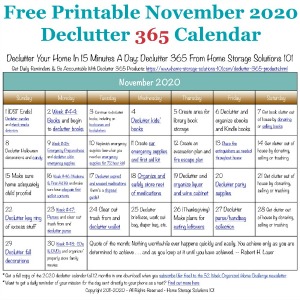 November Declutter Calendar