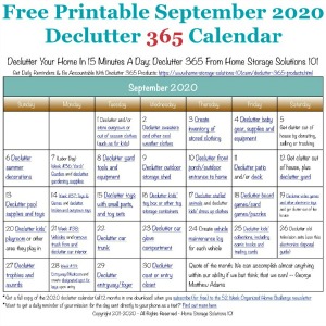 September Declutter Calendar