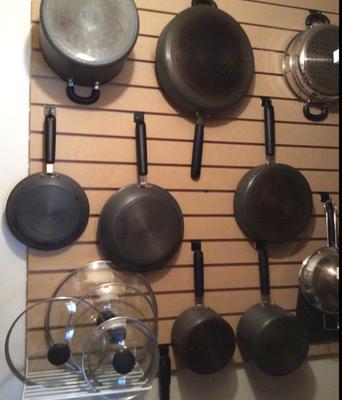 My storage solution for my cast iron skillets.  Hanging pans, Farmhouse  kitchen remodel, Diy kitchen storage