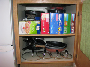 Organizing Pots and Pans in a Corner Cabinet - Smallish Home