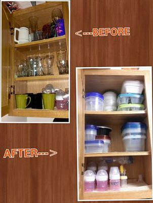 organized kitchen before and after