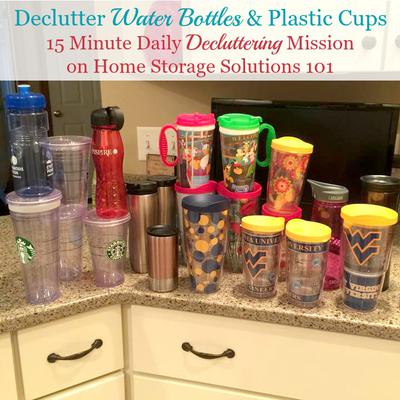 How To Declutter Water Bottles, Travel Mugs & Plastic Cups